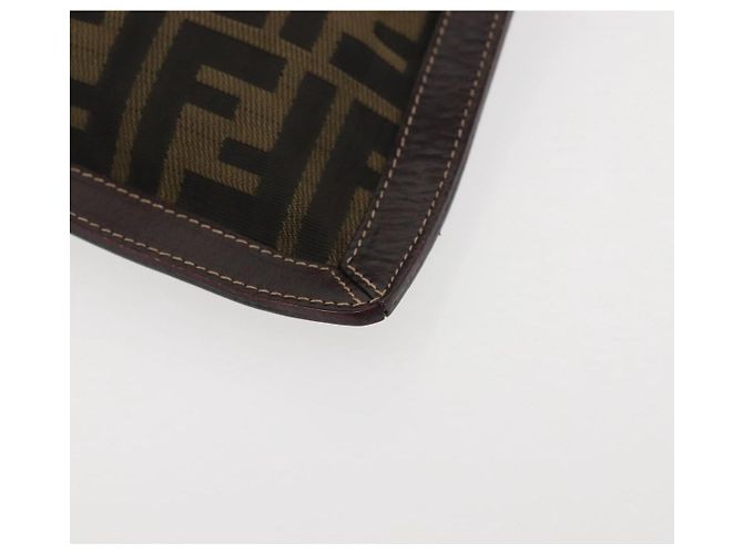 Bolso de mano de lona Zucca FENDI negro marrón oro Auth bs29397 Castaño Dorado - vista 8