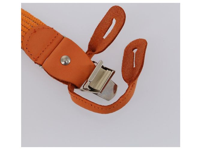 Hermès HERMES Suspensórios Cinto Lona Couro 2Set Laranja Auth bs29192 - vista 10
