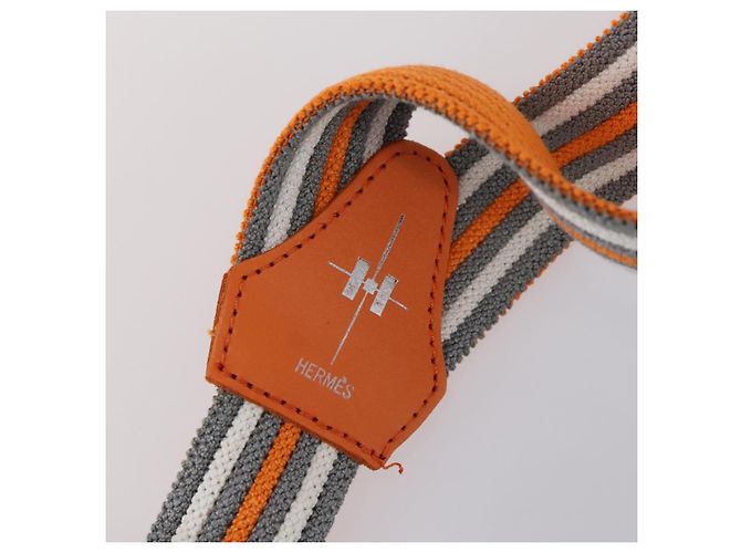 Hermès HERMES Suspensórios Cinto Lona Couro 2Set Laranja Auth bs29192 - vista 11
