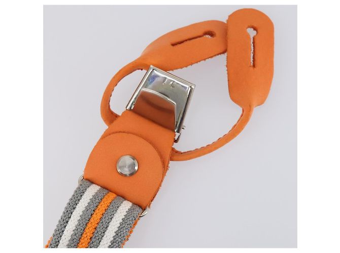 Hermès HERMES Suspensórios Cinto Lona Couro 2Set Laranja Auth bs29192 - vista 12
