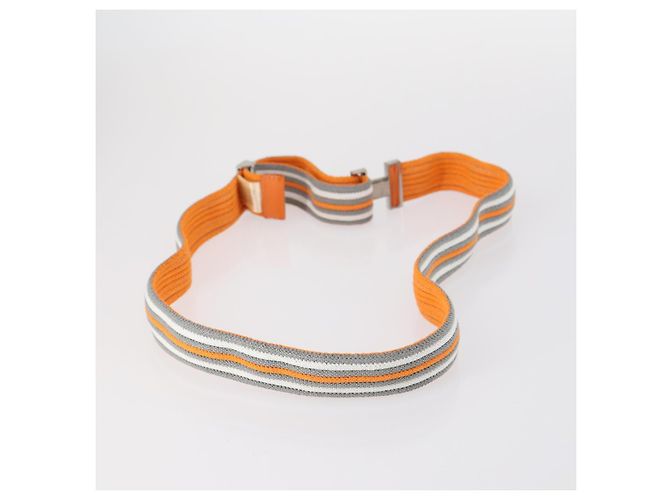 Hermès HERMES Suspensórios Cinto Lona Couro 2Set Laranja Auth bs29192 - vista 3