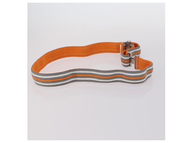 Hermès HERMES Suspensórios Cinto Lona Couro 2Set Laranja Auth bs29192 - vista 4