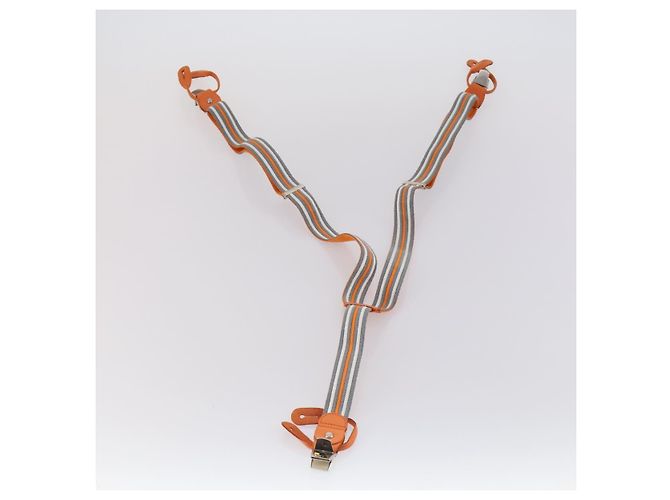 Hermès HERMES Suspensórios Cinto Lona Couro 2Set Laranja Auth bs29192 - vista 8