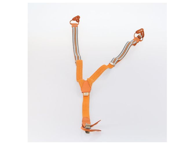 Hermès HERMES Suspensórios Cinto Lona Couro 2Set Laranja Auth bs29192 - vista 9