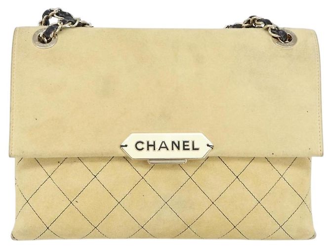 CHANEL Bolso de Hombro Matelassé de Ante Beige oro CC Auth bs29483 Dorado - vista 13