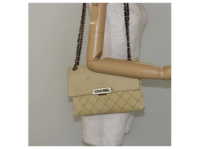 CHANEL Bolso de Hombro Matelassé de Ante Beige oro CC Auth bs29483 Dorado - vista 23