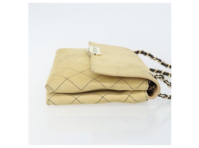CHANEL Bolso de Hombro Matelassé de Ante Beige oro CC Auth bs29483 Dorado - vista 3