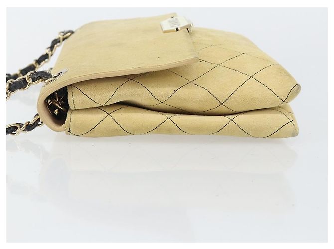 CHANEL Bolso de Hombro Matelassé de Ante Beige oro CC Auth bs29483 Dorado - vista 4