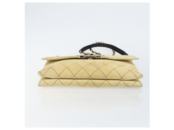 CHANEL Bolso de Hombro Matelassé de Ante Beige oro CC Auth bs29483 Dorado - vista 5