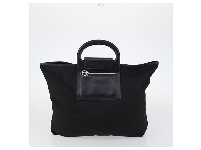Bolsa Salvatore Ferragamo em couro e lona 4 peças bege preto marinho Auth bs29564 Azul marinho - vista 2