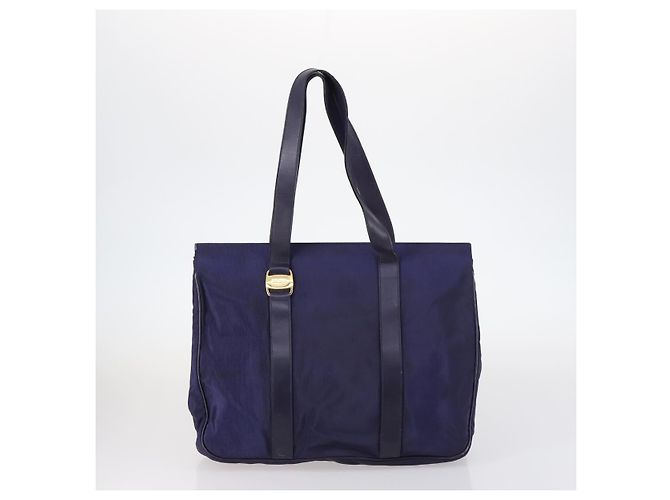 Bolsa Salvatore Ferragamo em couro e lona 4 peças bege preto marinho Auth bs29564 Azul marinho - vista 7