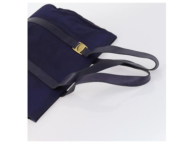Bolsa Salvatore Ferragamo em couro e lona 4 peças bege preto marinho Auth bs29564 Azul marinho - vista 9