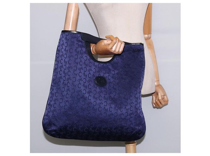 Céline Borsa a mano Celine C Sulky in tela blu navy Auth BA6229 - vista 19