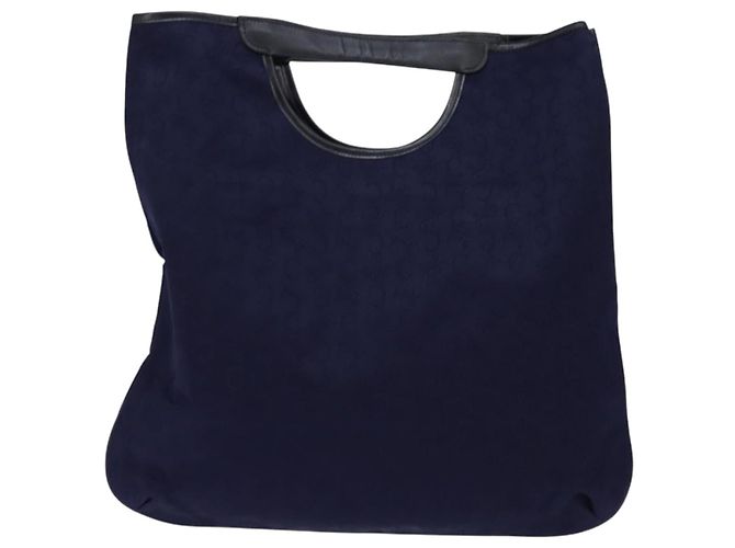 Céline Borsa a mano Celine C Sulky in tela blu navy Auth BA6229 - vista 2