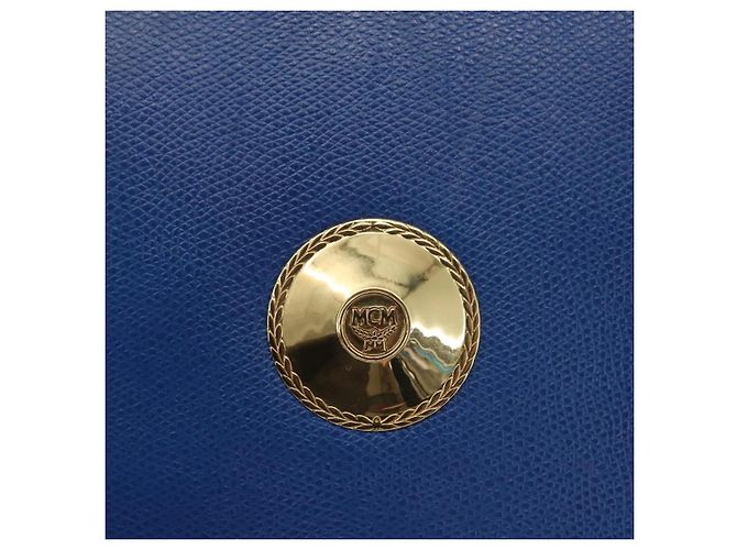 Bolsa MCM de couro azul e dourado Auth BA6222 - vista 10