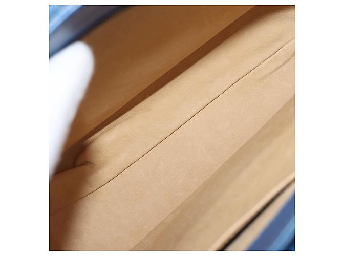 Bolsa MCM de couro azul e dourado Auth BA6222 - vista 11