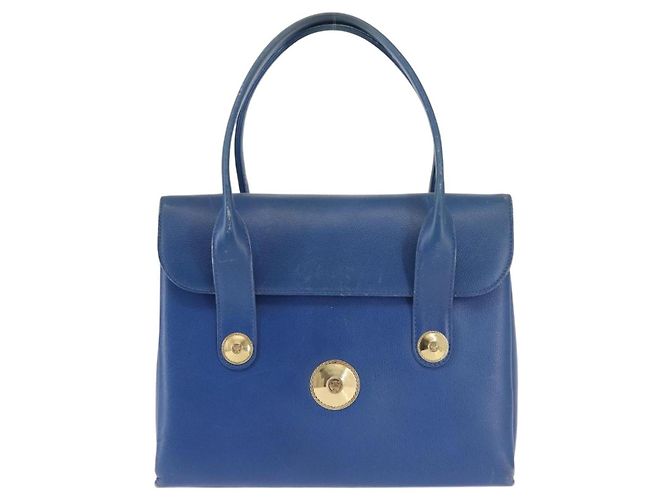 Bolsa MCM de couro azul e dourado Auth BA6222 - vista 13