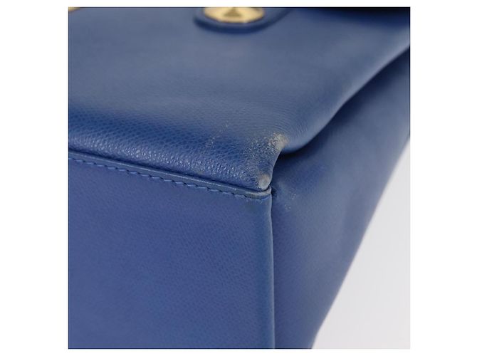 Bolsa MCM de couro azul e dourado Auth BA6222 - vista 15