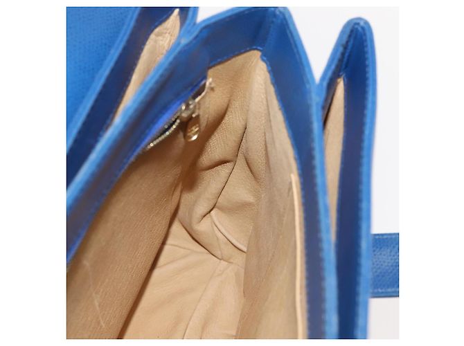 Bolsa MCM de couro azul e dourado Auth BA6222 - vista 18