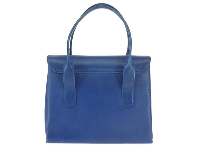 Bolsa MCM de couro azul e dourado Auth BA6222 - vista 2