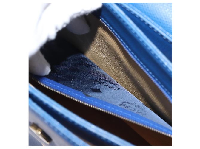 Bolsa MCM de couro azul e dourado Auth BA6222 - vista 21