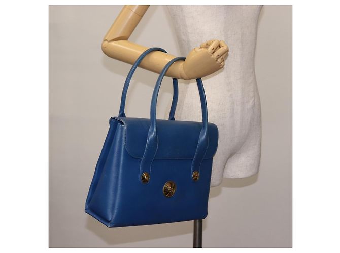 Bolsa MCM de couro azul e dourado Auth BA6222 - vista 22
