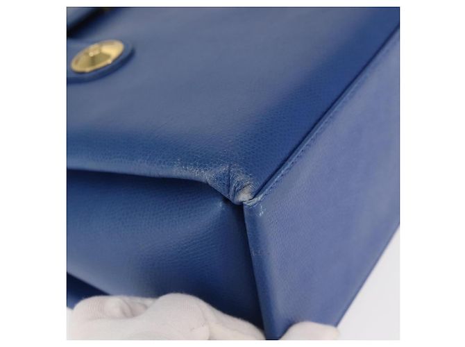 Bolsa MCM de couro azul e dourado Auth BA6222 - vista 8
