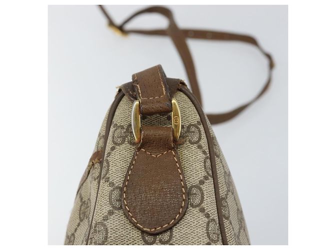 Borsa a Spalla Gucci GG Supreme Web Sherry Line Beige Oro 89 02 032 Auth bs29622 D'oro - vista 10