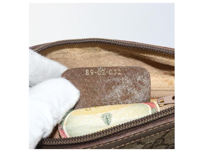 Borsa a Spalla Gucci GG Supreme Web Sherry Line Beige Oro 89 02 032 Auth bs29622 D'oro - vista 12