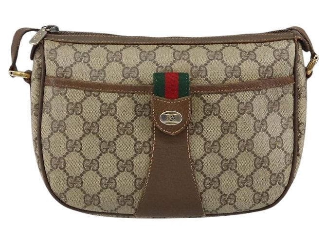 Borsa a Spalla Gucci GG Supreme Web Sherry Line Beige Oro 89 02 032 Auth bs29622 D'oro - vista 13