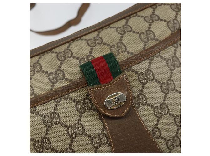 Borsa a Spalla Gucci GG Supreme Web Sherry Line Beige Oro 89 02 032 Auth bs29622 D'oro - vista 17