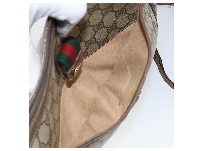 Borsa a Spalla Gucci GG Supreme Web Sherry Line Beige Oro 89 02 032 Auth bs29622 D'oro - vista 23