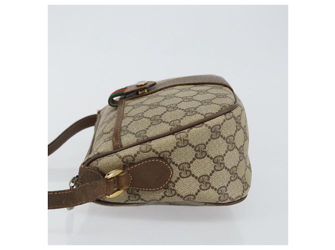 Borsa a Spalla Gucci GG Supreme Web Sherry Line Beige Oro 89 02 032 Auth bs29622 D'oro - vista 4
