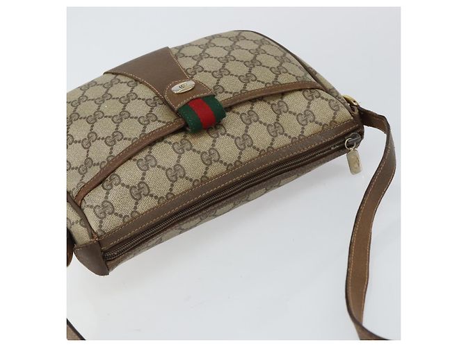 Borsa a Spalla Gucci GG Supreme Web Sherry Line Beige Oro 89 02 032 Auth bs29622 D'oro - vista 6