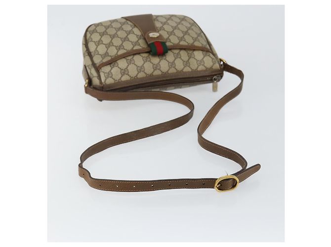 Borsa a Spalla Gucci GG Supreme Web Sherry Line Beige Oro 89 02 032 Auth bs29622 D'oro - vista 7