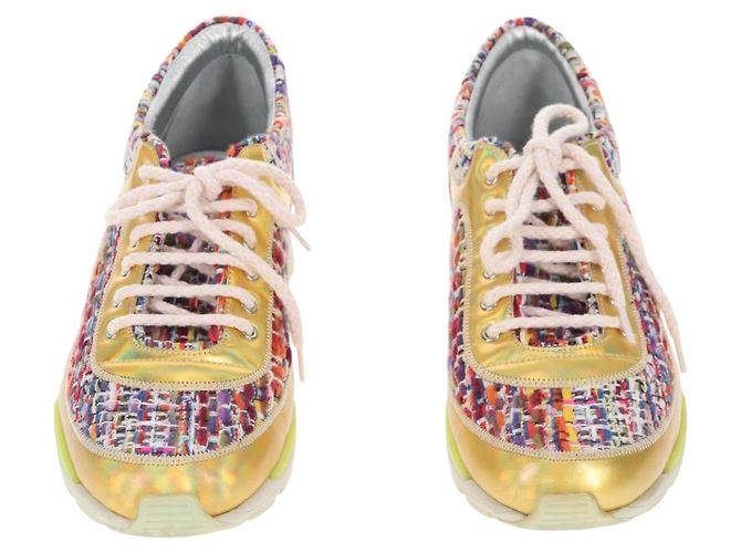 Sneakers CHANEL Tweed Multicolore CC Auth 138473M - vista 2