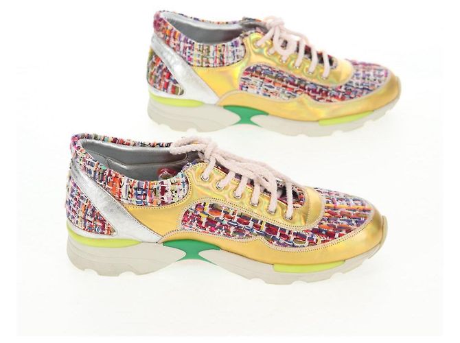 Sneakers CHANEL Tweed Multicolore CC Auth 138473M - vista 4