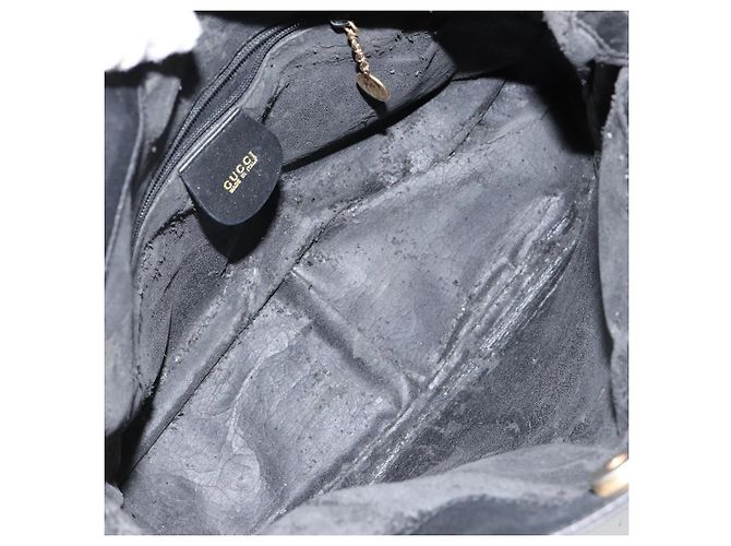 Borsa a mano in pelle Gucci Bamboo nera e oro 001 1998 1638 Auth 142437 Nero D'oro - vista 10