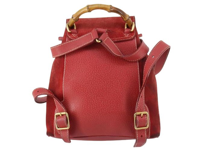 Bamboo Zaino in Bambù GUCCI Camoscio Rosso Oro 003 2058 0030 Auth th6356 D'oro - vista 2