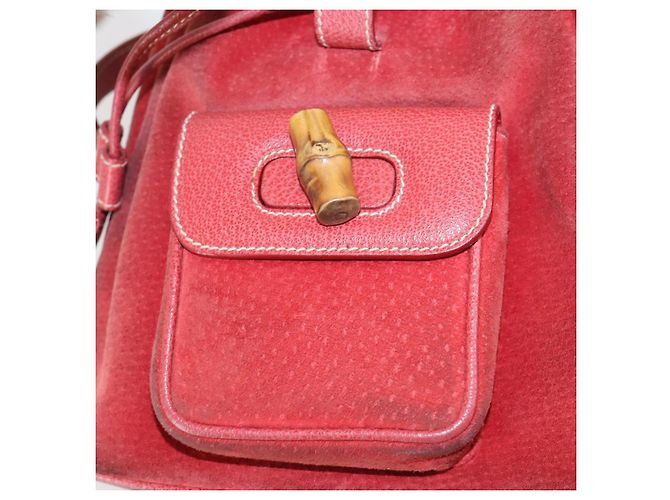 Bamboo Zaino in Bambù GUCCI Camoscio Rosso Oro 003 2058 0030 Auth th6356 D'oro - vista 24