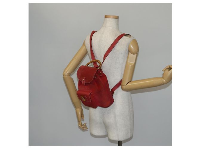 Bamboo Zaino in Bambù GUCCI Camoscio Rosso Oro 003 2058 0030 Auth th6356 D'oro - vista 26