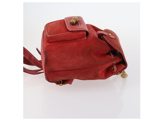 Bamboo Zaino in Bambù GUCCI Camoscio Rosso Oro 003 2058 0030 Auth th6356 D'oro - vista 3