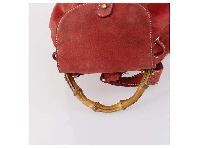 Bamboo Zaino in Bambù GUCCI Camoscio Rosso Oro 003 2058 0030 Auth th6356 D'oro - vista 6