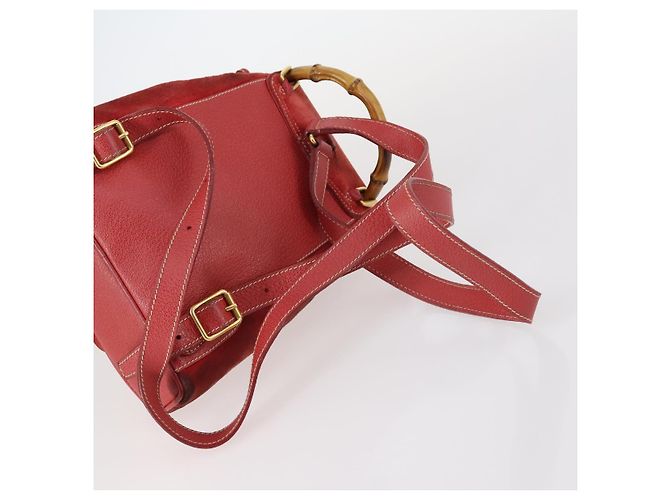 Bamboo Zaino in Bambù GUCCI Camoscio Rosso Oro 003 2058 0030 Auth th6356 D'oro - vista 8