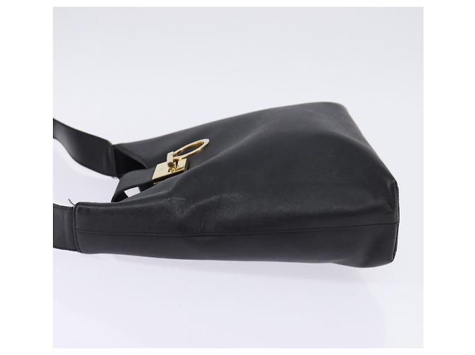 Borsa a Spalla Gancini in Pelle Nera e Oro Auth 144644 di Salvatore Ferragamo Nero D'oro - vista 3