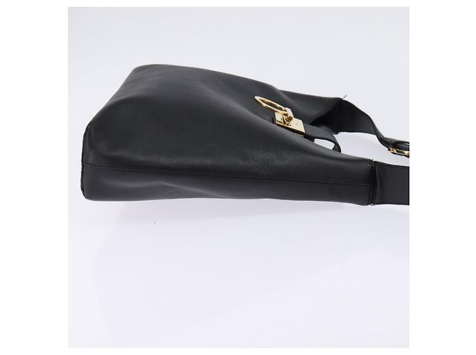Borsa a Spalla Gancini in Pelle Nera e Oro Auth 144644 di Salvatore Ferragamo Nero D'oro - vista 4