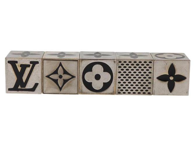 LOUIS VUITTON Fermacarte Gamecube Monogramma metallo Argento M99454 LV Auth 143026 - vista 4