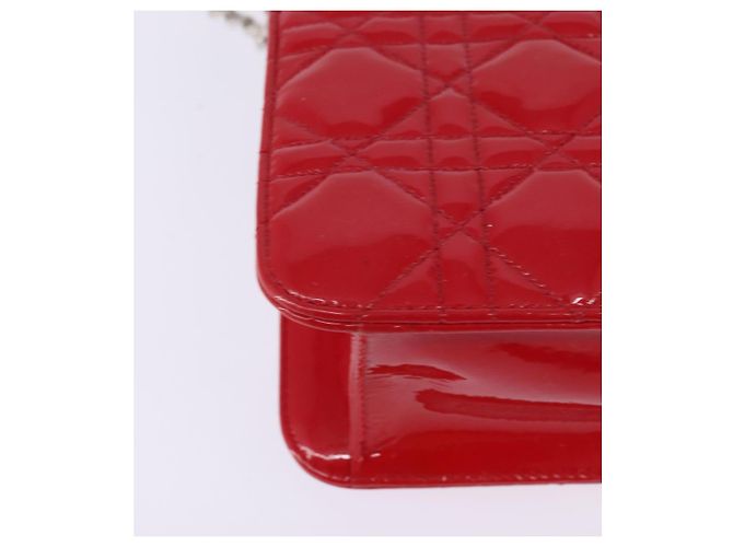 Borsa a Spalla Canage Chain Christian Dior Smalto Rosso Argento Auth 144835 - vista 16