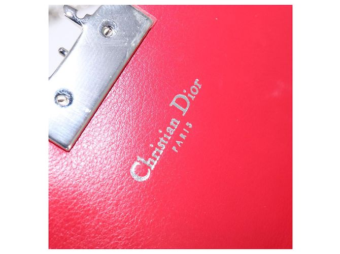 Borsa a Spalla Canage Chain Christian Dior Smalto Rosso Argento Auth 144835 - vista 19