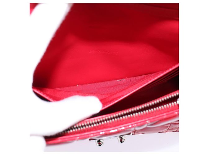 Borsa a Spalla Canage Chain Christian Dior Smalto Rosso Argento Auth 144835 - vista 22